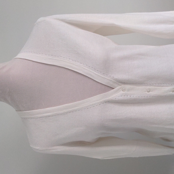 LOFT V Neck Lightweight Knit Cardigan Sweater Cream size Medium - Picture 3 of 11